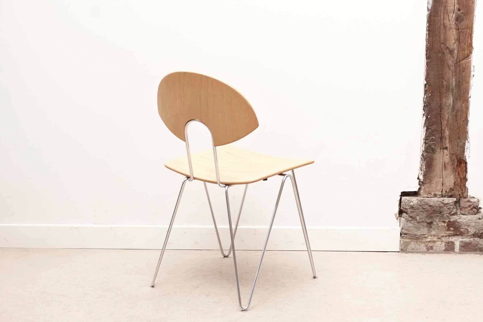 Mikado 1800 chair in beech and chrome by Kusch & Co
