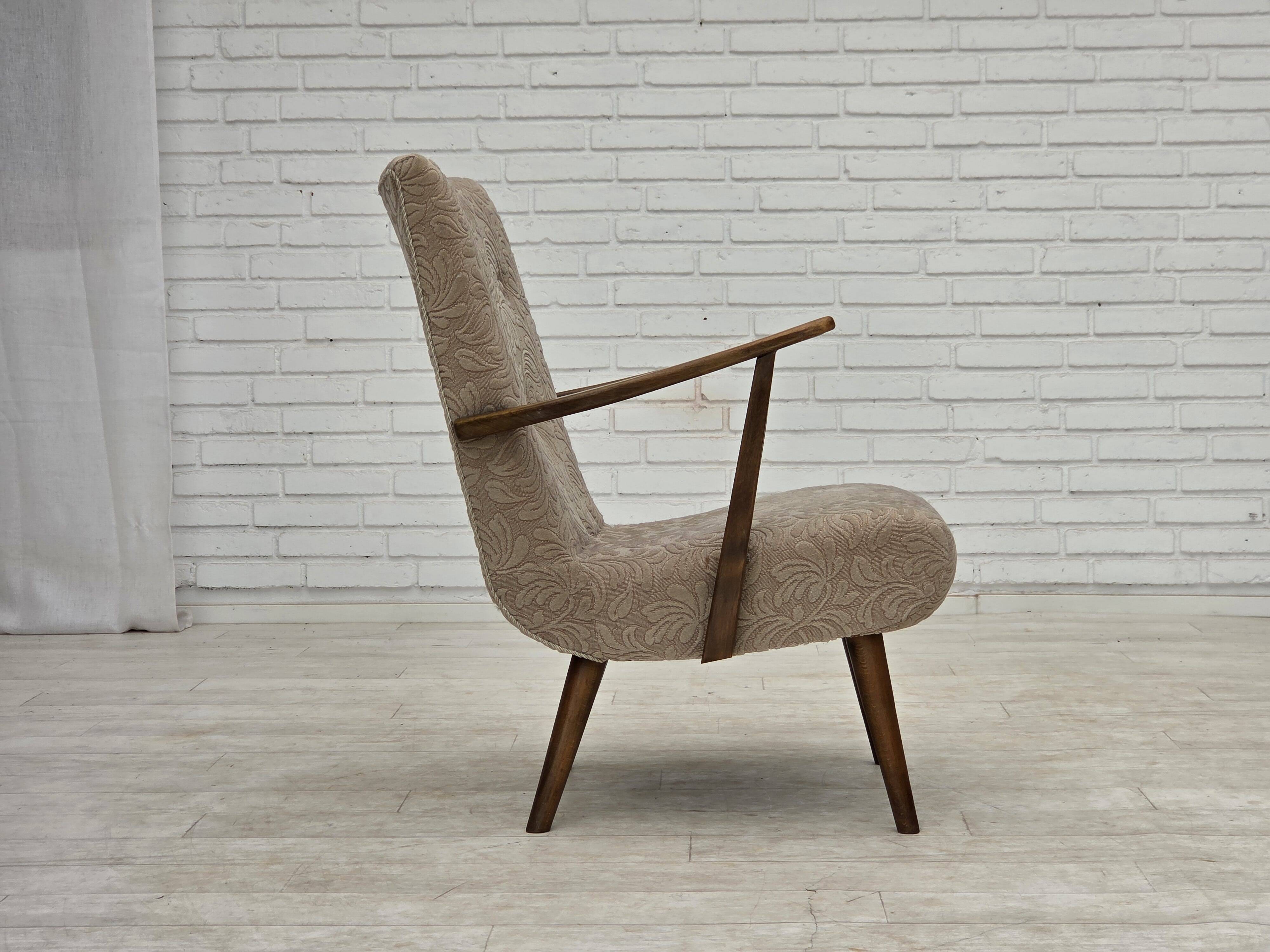1960s, Danish armchair, furniture wool, beech wood.