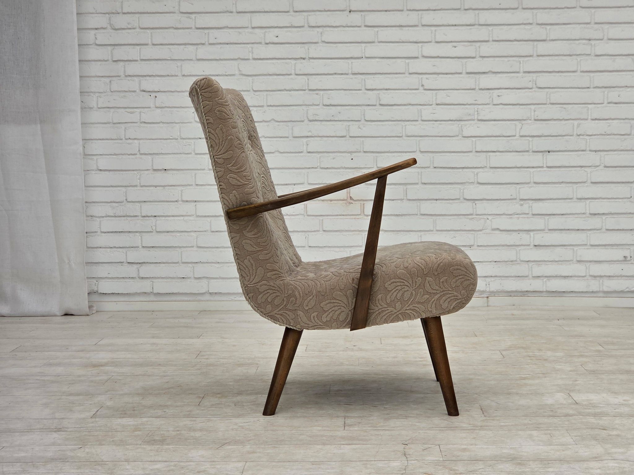 1960s, Danish armchair, furniture wool, beech wood.
