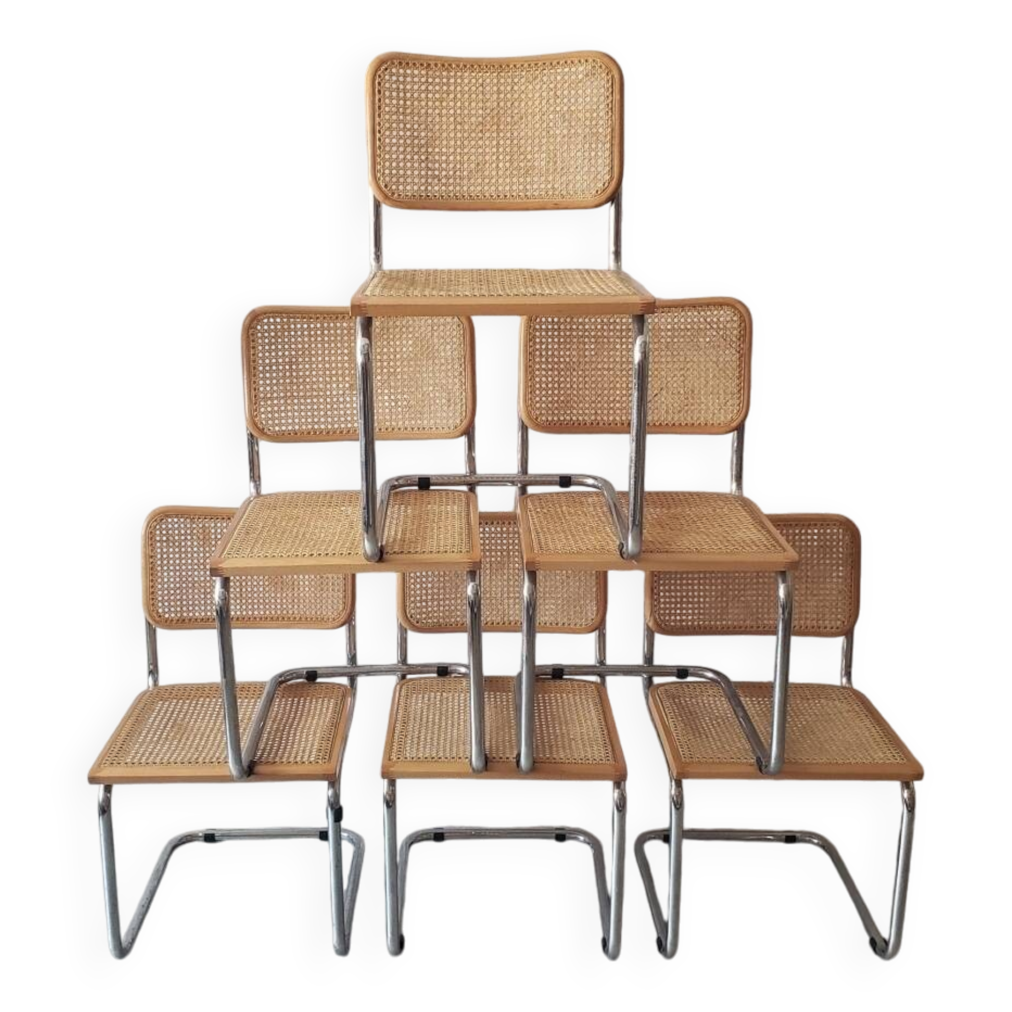 Lot of 6 Marcel Breuer cane chairs