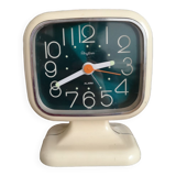 Clock and mechanical alarm clock Rhythm Made in Japan 70s space age