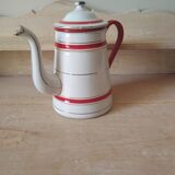 Red and white enamelled metal coffee maker