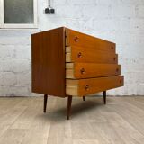 Commode 4 tiroirs scandinaves vintage en teck, années 60