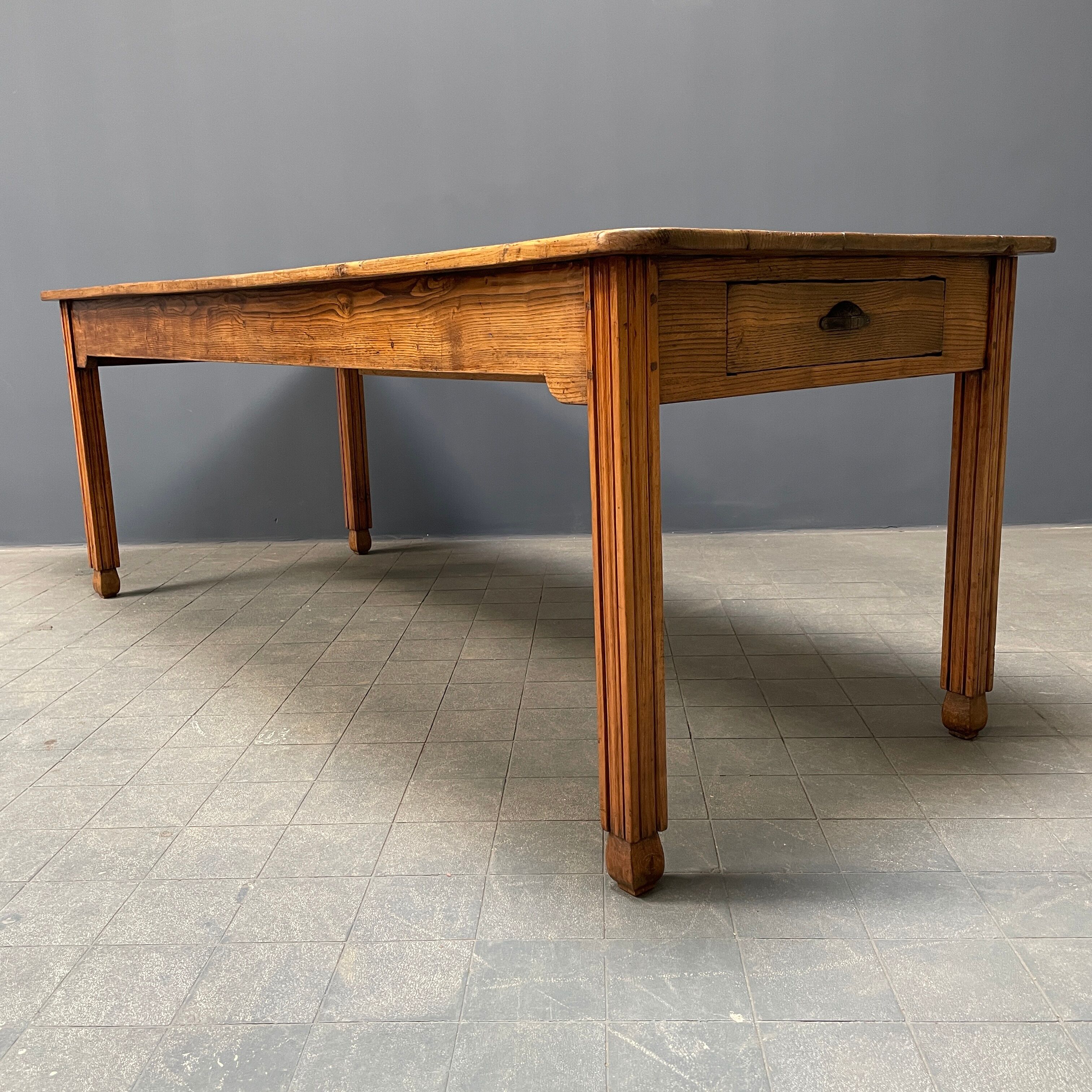 Large oak farmhouse table from France, early 1900s