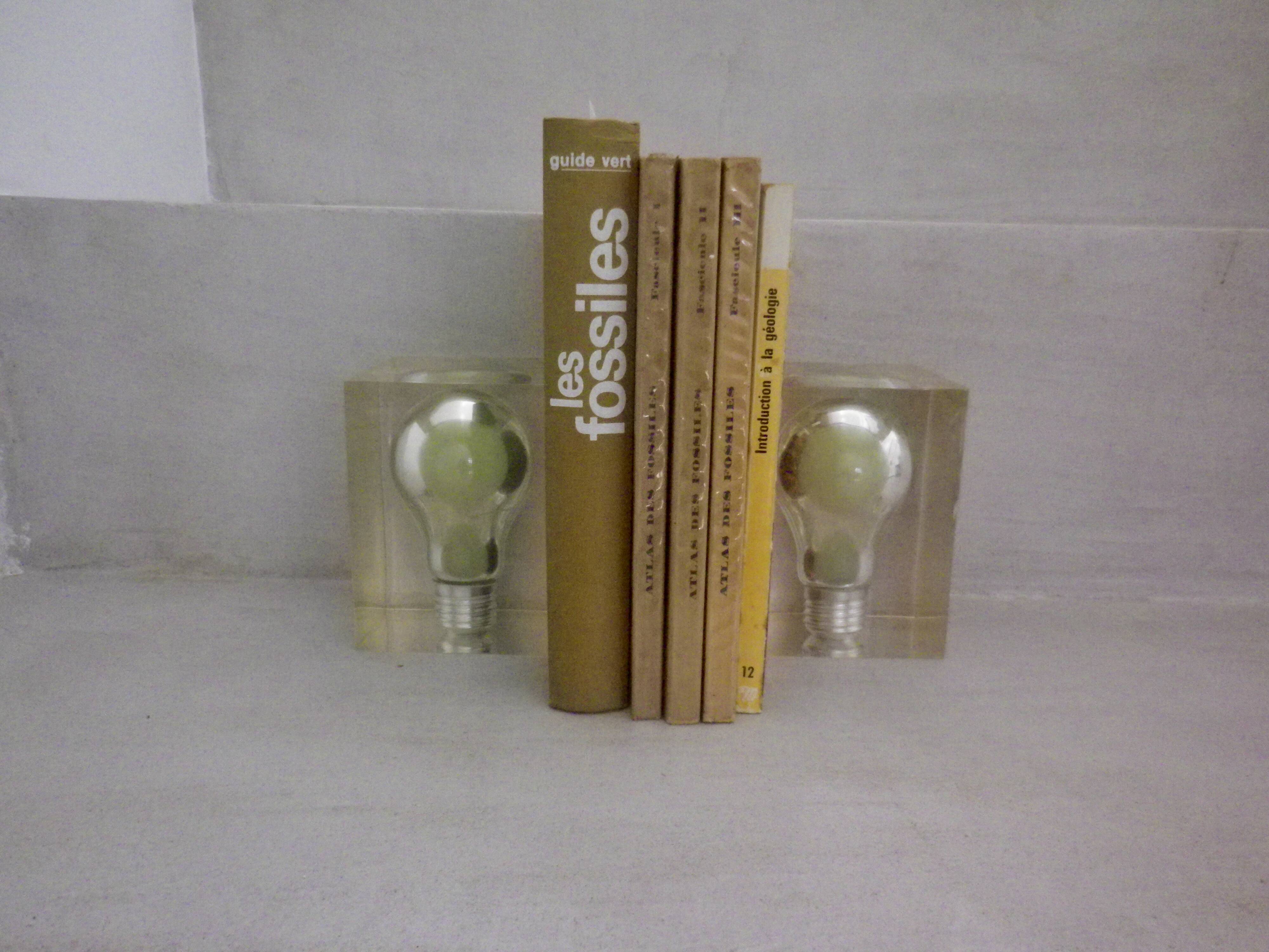 Pair of Pierre Giraudon resin inclusions bulbs