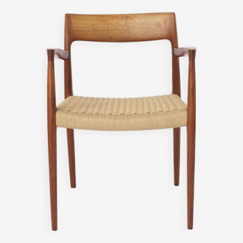 Niels Moller armchair, model 57, 1950s Vintage, paper cord seat, dining chair, Denmark