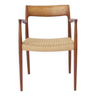 Niels Moller armchair, model 57, 1950s Vintage, paper cord seat, dining chair, Denmark