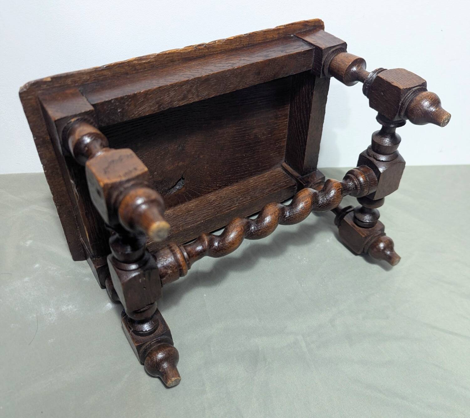 Low Stool Footrest Antique Wood Oak Louis XIII