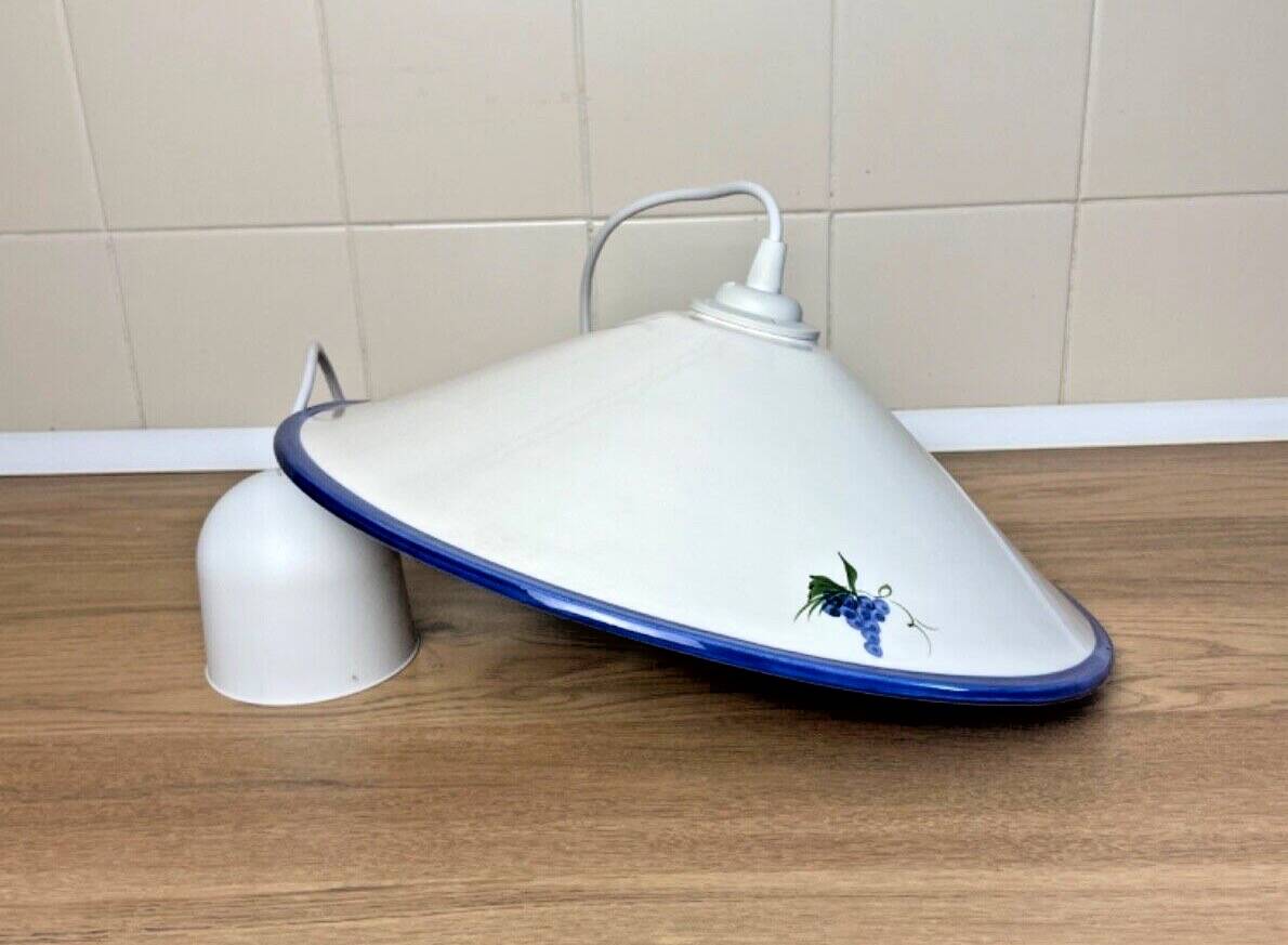 Vintage white ceramic chandelier lampshade decorated with grape patterns