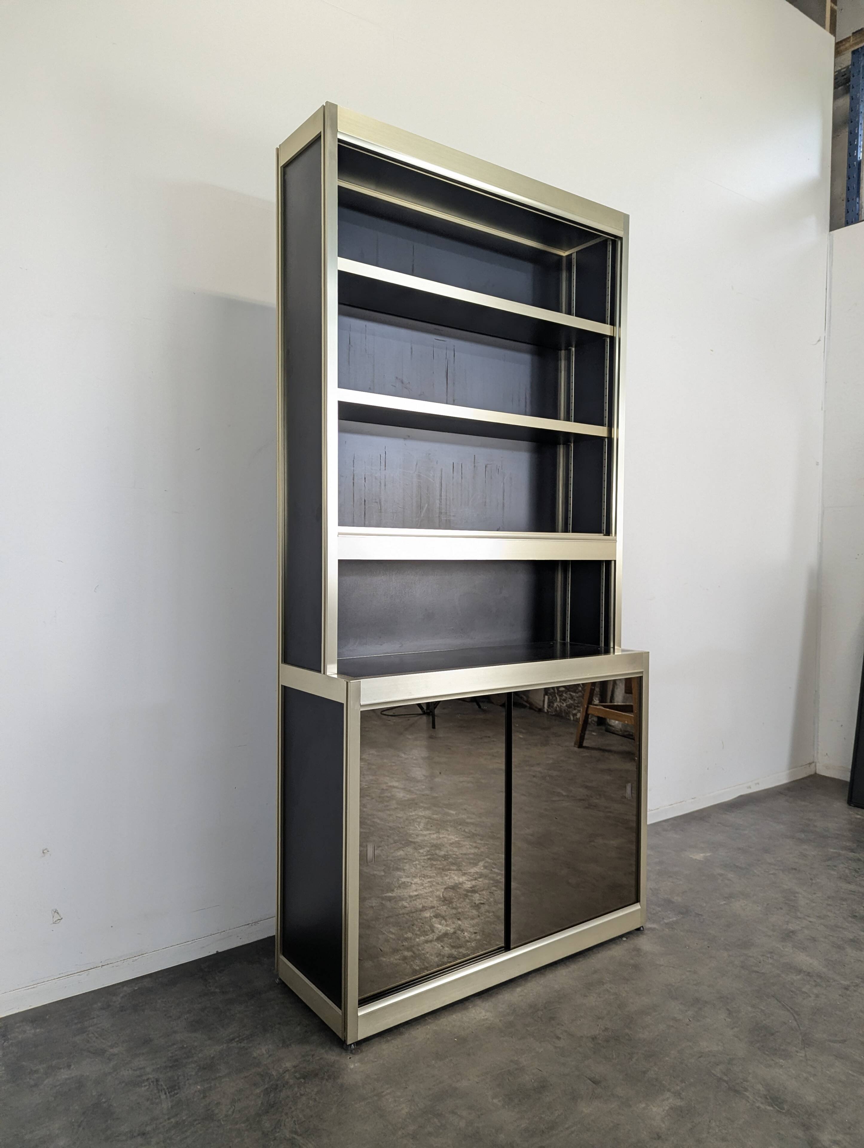 Vintage aluminium and glass display cabinet from the 1980s.