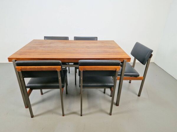 Chaises de salle à manger Pali et table à manger par Louis van Teeffelen pour Wébé, années 1960, ensemble de 6.