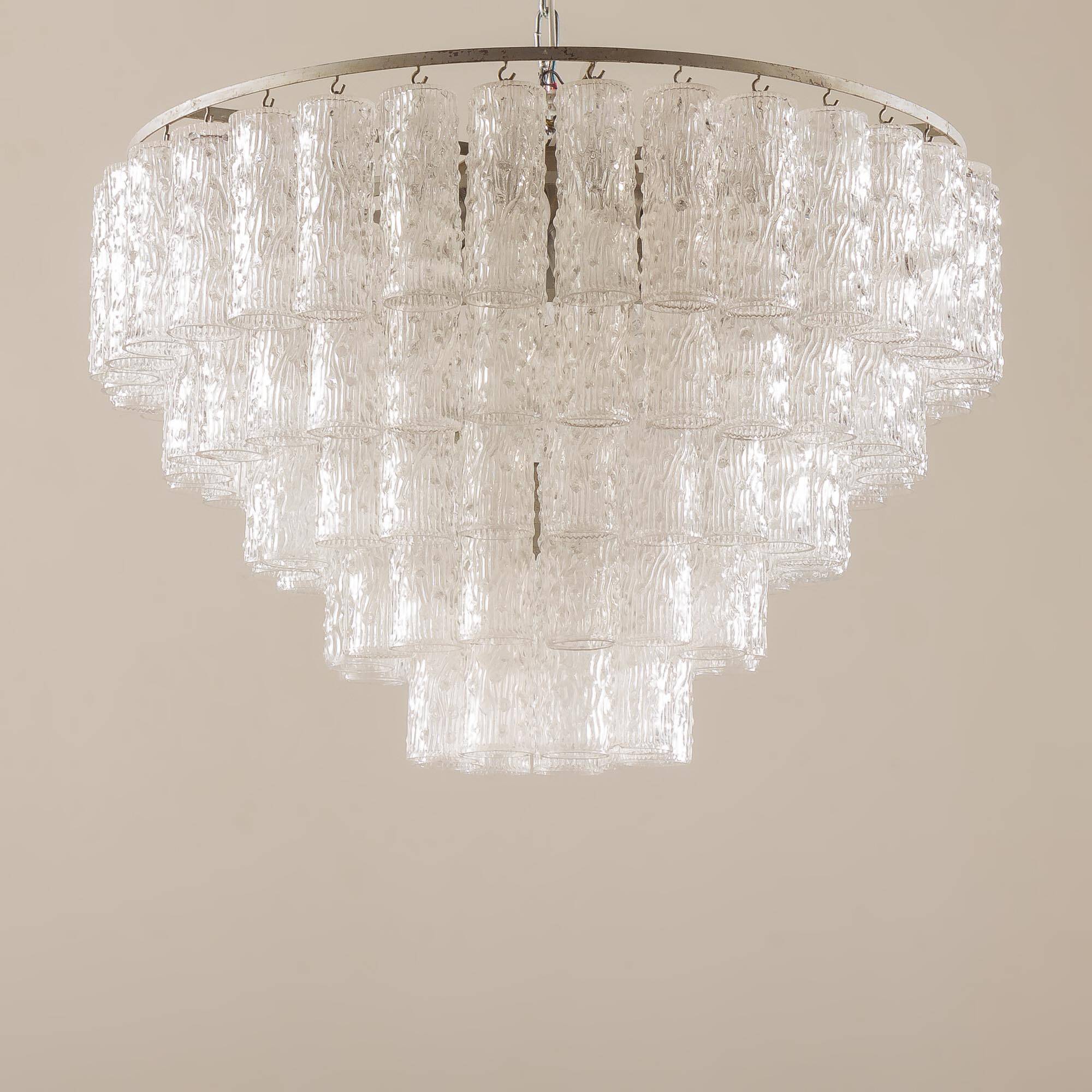 Italian Murano glass chandelier attributed to Venini, 1970s
