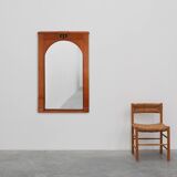 Art Deco Oak Wall Mirror, Belgium, circa 1915