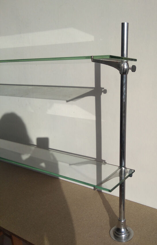 Glass and chrome metal shelf, store display