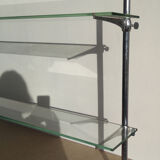 Glass and chrome metal shelf, store display