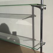 Glass and chrome metal shelf, store display