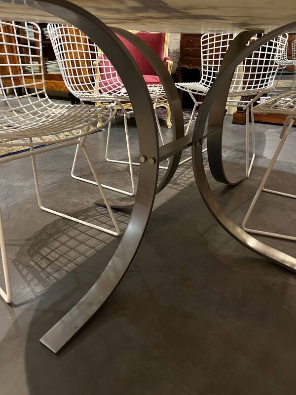 table  design marbre et métal ovale - rectangulaire