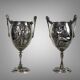Ferdinand barbedienne 1810/ 1892 pair of silver bronze cups from the 19th to set de putti