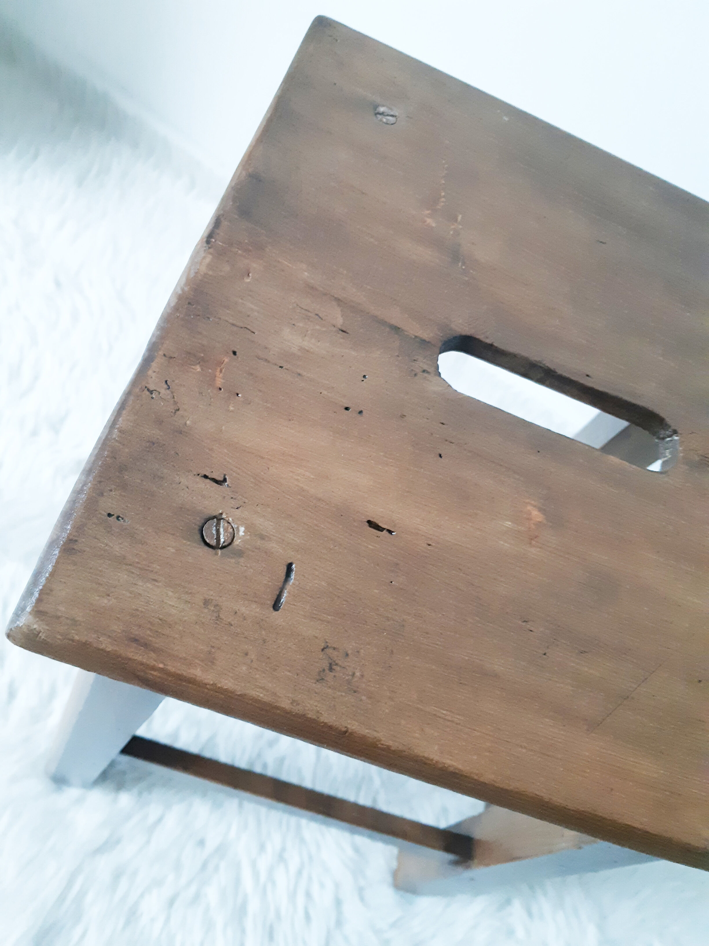 Antique solid wood stool, antique French