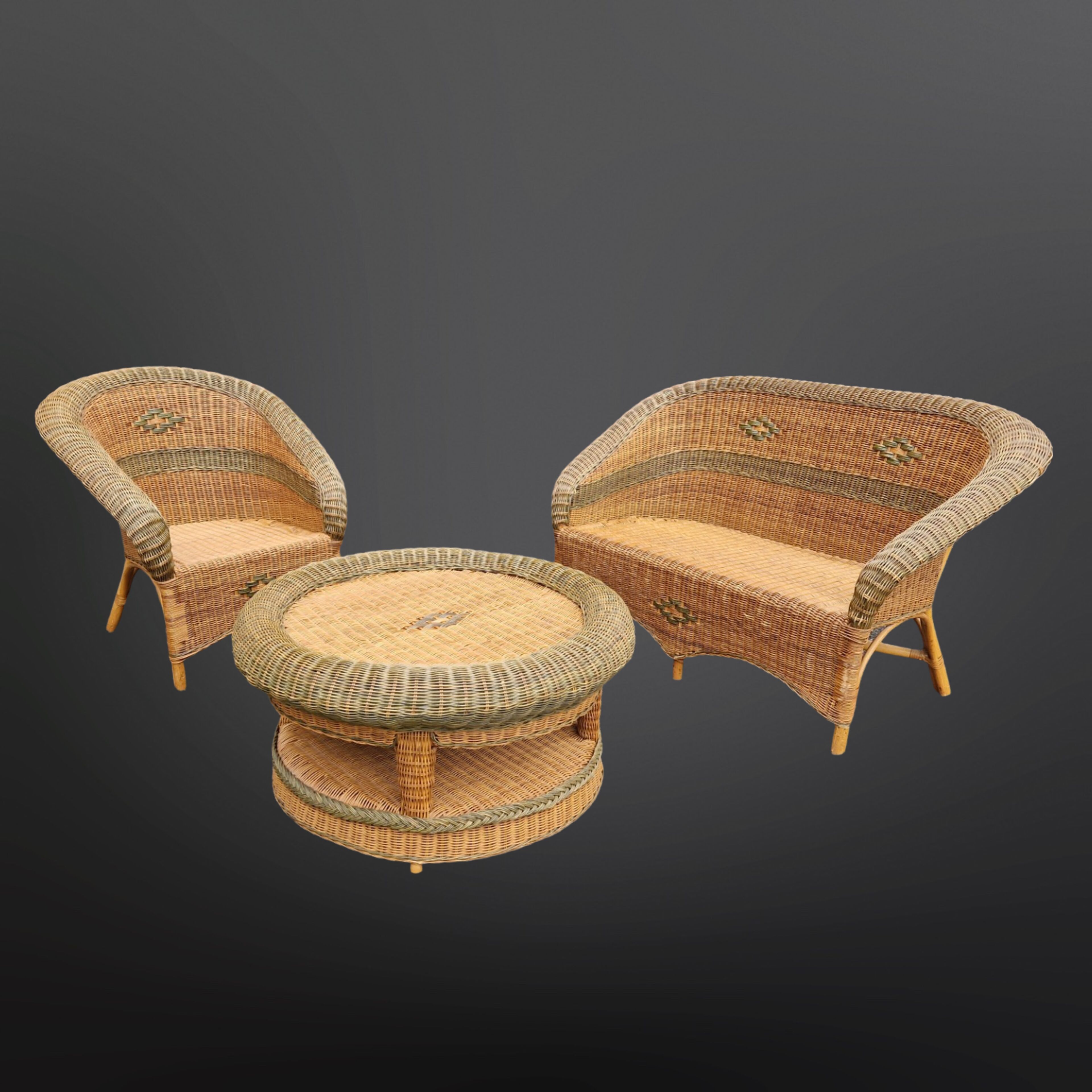 Vintage wicker lounge set, Netherlands 1970s
