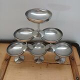 6 antique solid stainless steel ice cream cups