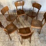 6 anciennes chaises bistrot bois courbé
