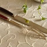 Service cutlery, brass and rosewood.