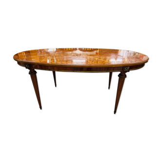 Table à manger en bois de rose marquetée