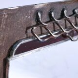 Brutalist mirror in metal and set glass