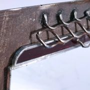 Miroir brutaliste métal et verre serti