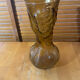 Ancient empoli vase moulded glass orange amber vine decor vintage #e558