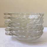 Set of 6 Pyrex glass bowls in the shape of a scallop shell
