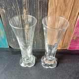 Pair of old pastis glasses with art deco dosage mark