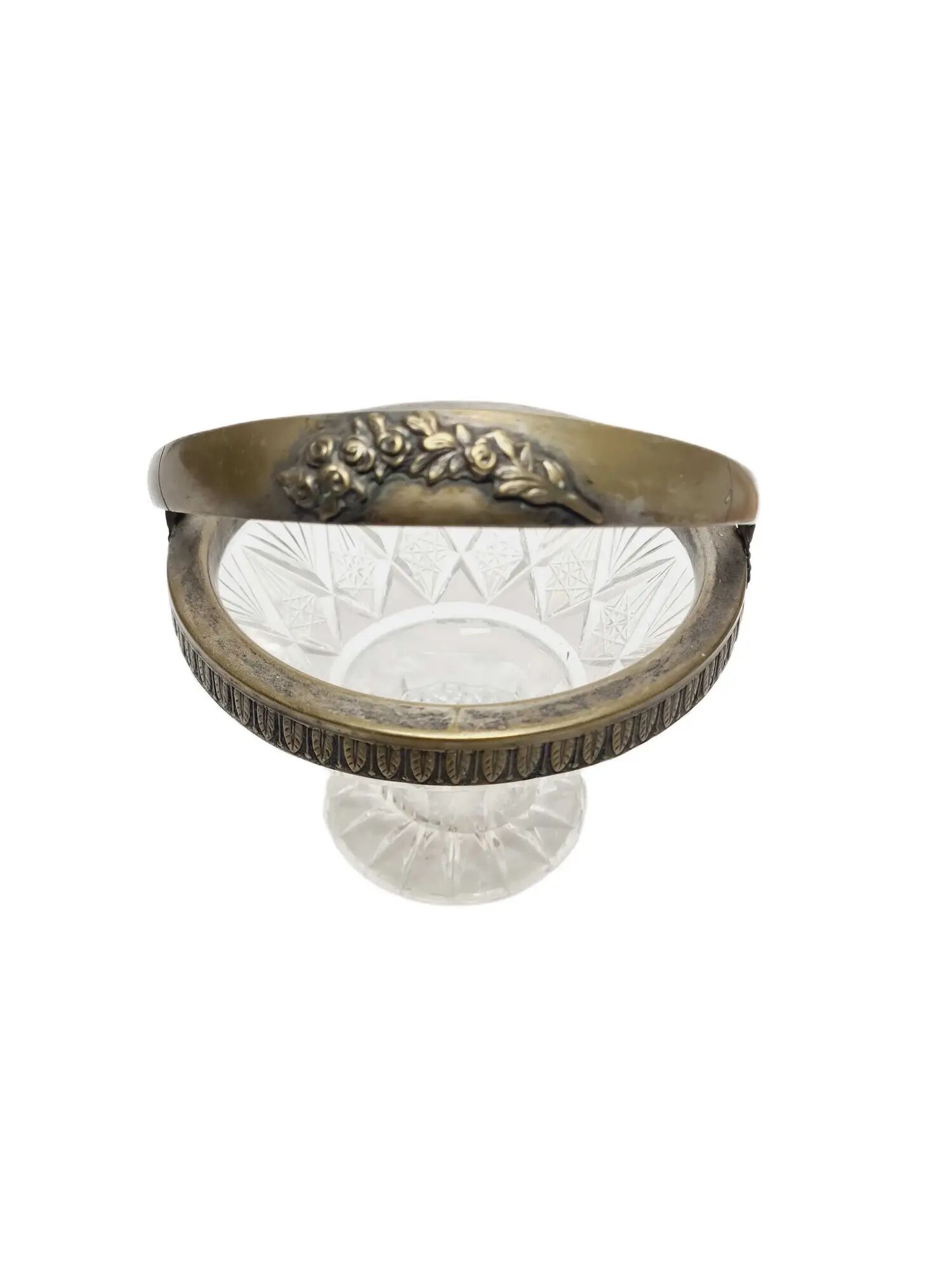 ARS Crystal platter ART DECO with brass fittings