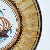 Greek ceramic dish with boat decor
