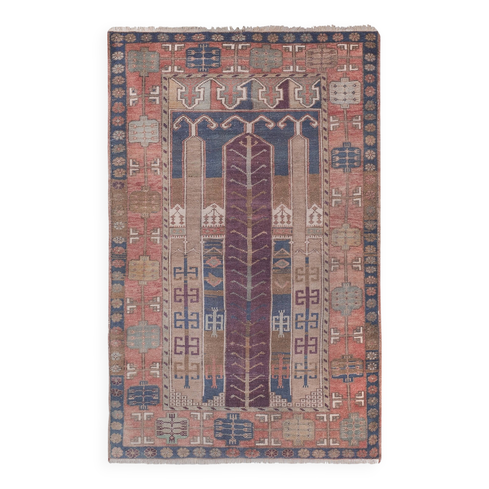 Vintage Turkish Oushak Rug Handwoven 125x198 cm