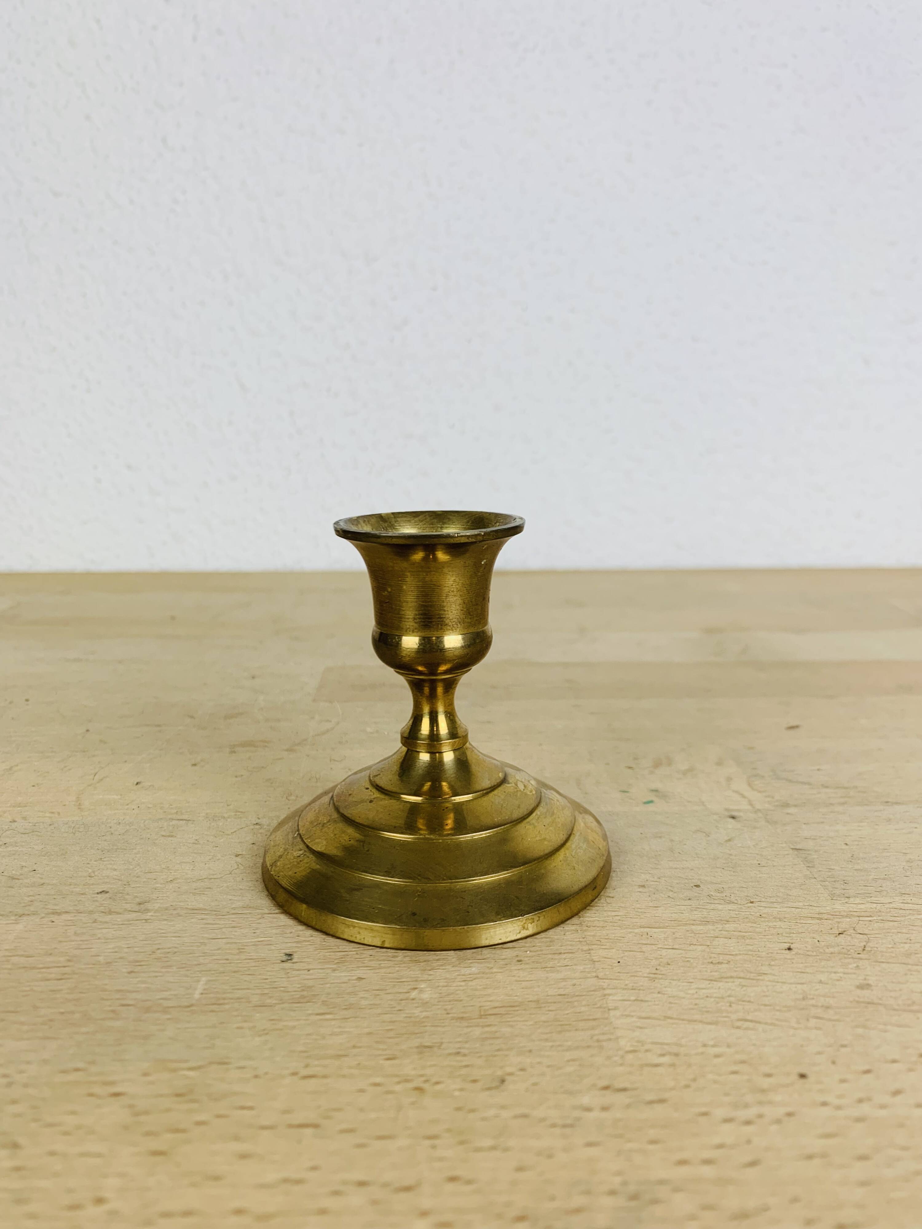 Vintage gold brass candle holder