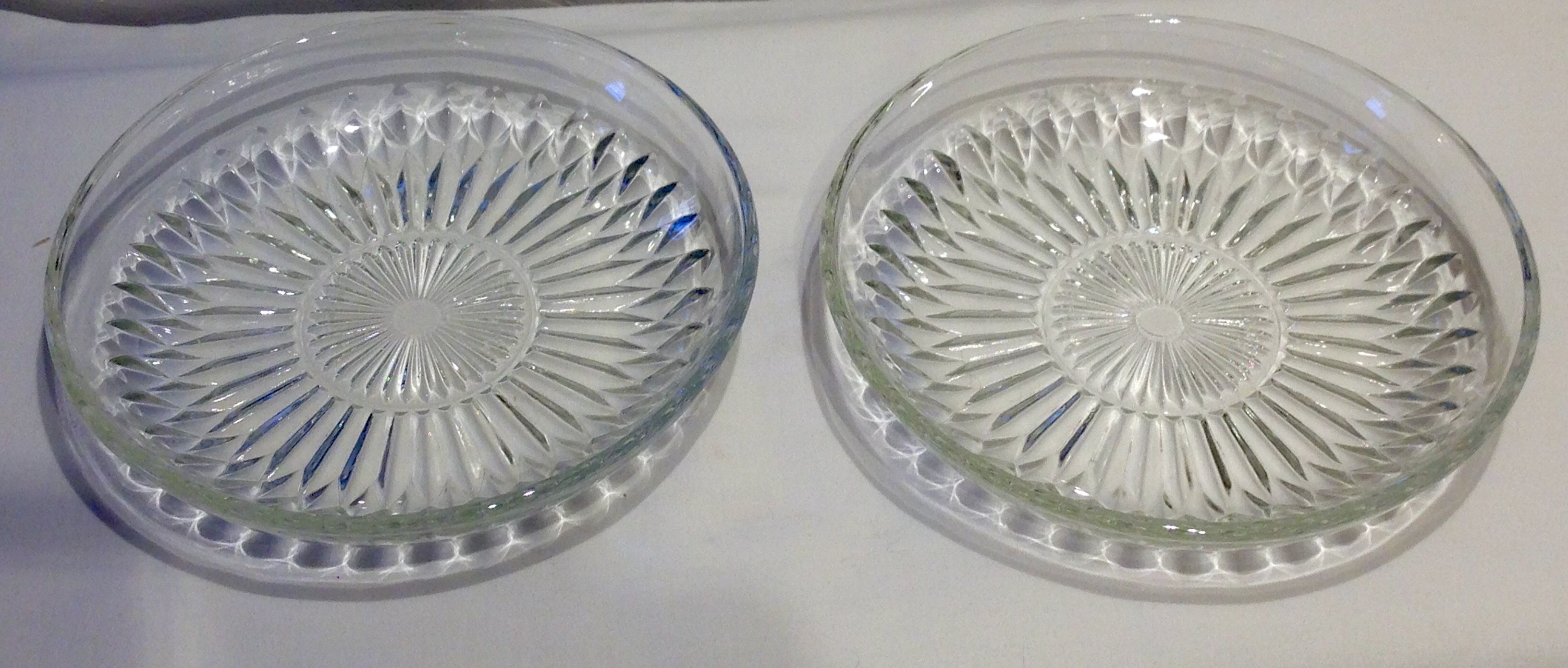 Old cups glass faceted, vintage chiseled glass ramekins