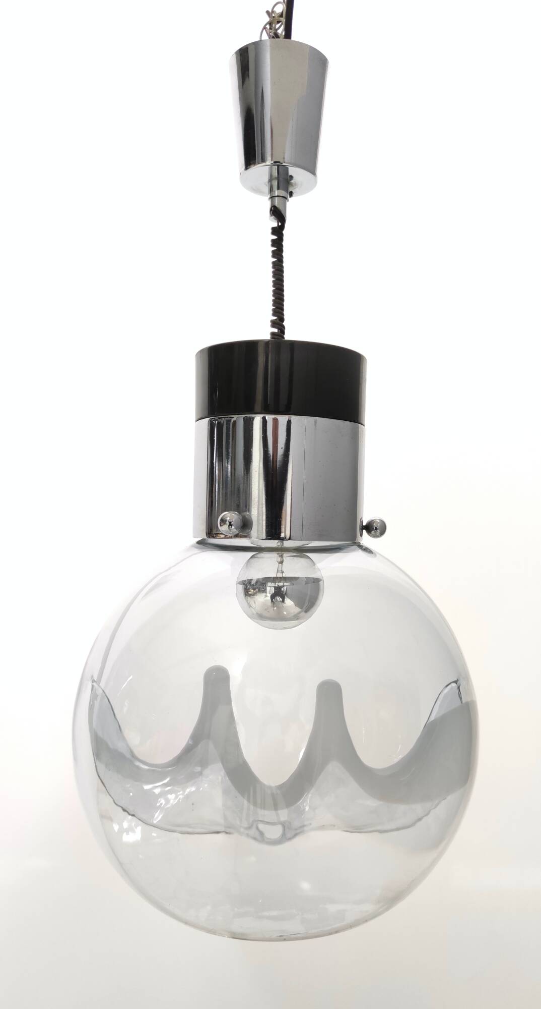 Murano Glass and Varnished Metal Pendant by Toni Zuccheri for Venini, Italy
