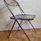Chaise pliante "plia" en métal et plexiglas fumé de Giancarlo Piretti pour Castelli
