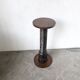 Solid oak press stool, metal base, 19th century.