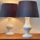 Paire de lampes en albâtre vintage