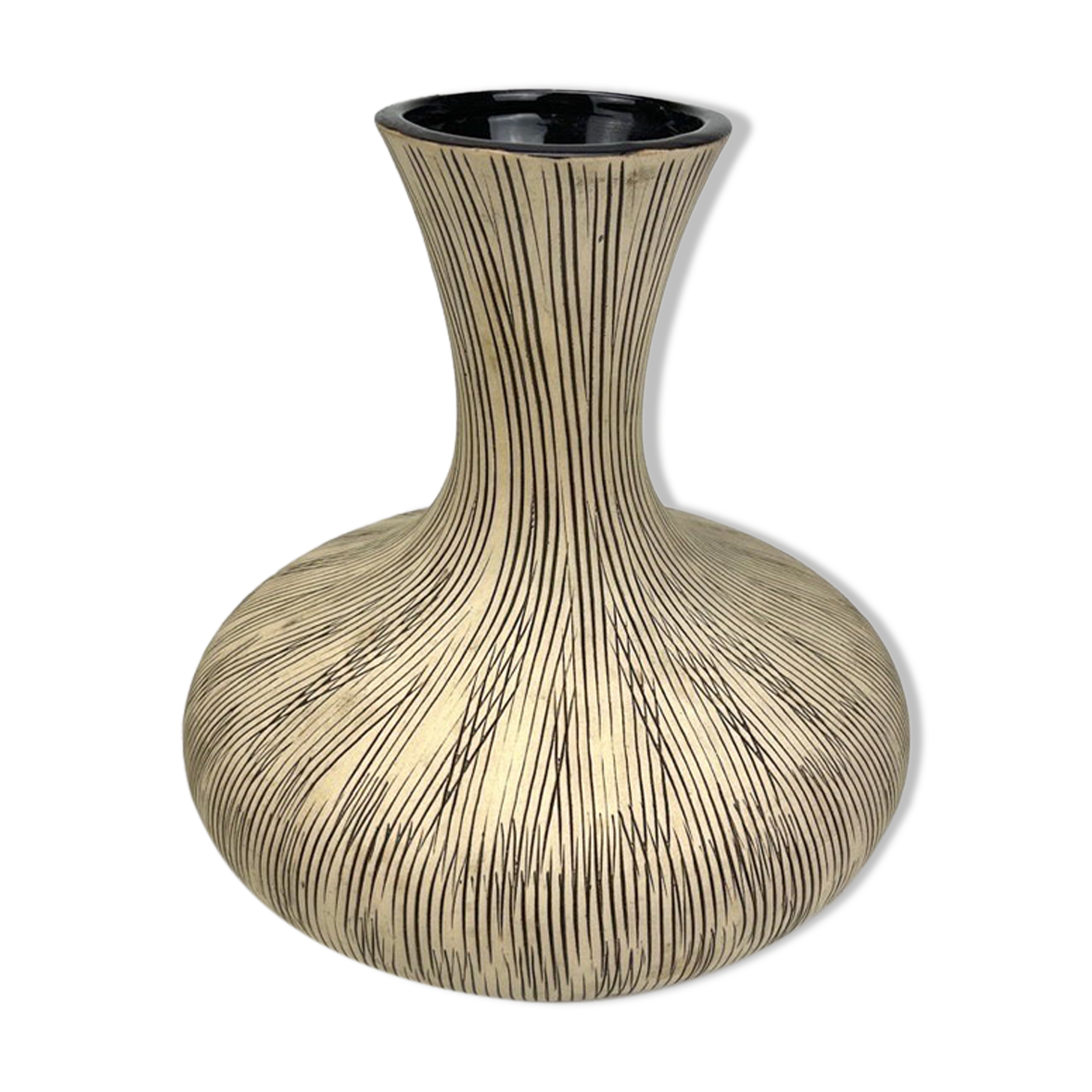 Striated ceramic vase design 1950