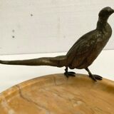Empty marble pocket has 20th century bronze bird decoration