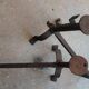 Pair of wrought iron fire dogs.