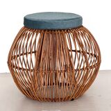 Bamboo Stool with new cushion, 1960s