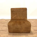 1970s chaise lounge reupholstered in cognac velvet