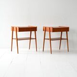 Pair of Vintage Scandinavian Teak Nightstands with hidden drawer