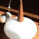 Suspension opaline et teck par Louis Kalff pour Philips