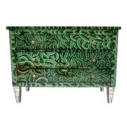 Commode italienne en verre vert-malachite de style mid-century modern